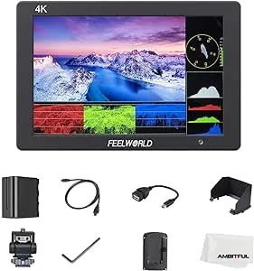 FEELWORLD T7 Plus 7" 3D LUT On-Camera Field Monitor 4K HDMI IPS 1920x1200 Screen with HD Video Assist 3D LUT Field Monitor with Waveform Histogram Peaking Focus False Colors