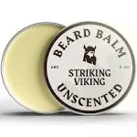 Striking Viking Unscented Beard Balm - Styles, Strengthens & Softens Beards and Mustaches - 100% Natural Beard Conditioner with Organic Shea Butter, Tea Tree, Argan & Jojoba Oils