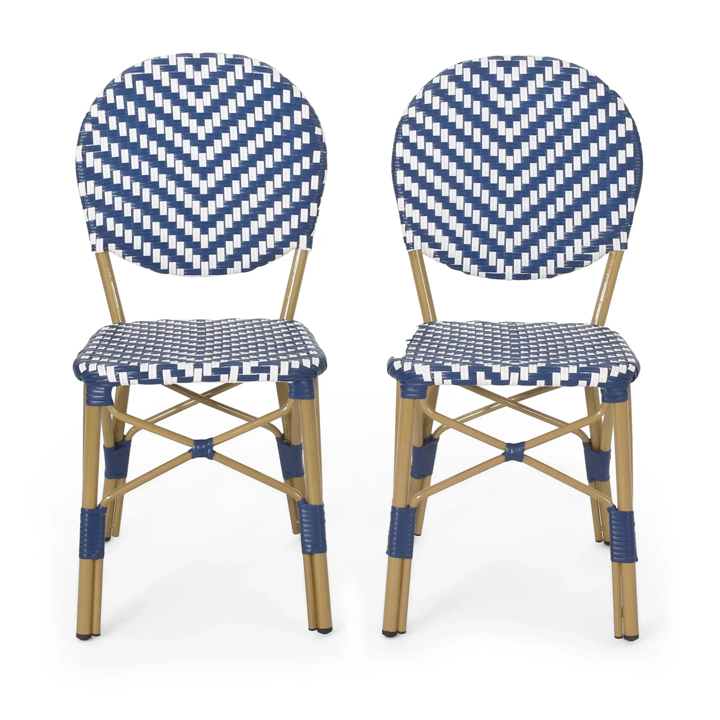 Deshler Outdoor Aluminum French Bistro Chairs (Set of 2) - Tropical - Outdoor Bar Stools And Counter Stools - by GDFStudio | Houzz