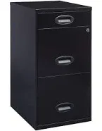 Space Solutions 3 Drawer Metal File Cabinet with Pencil Drawer Black