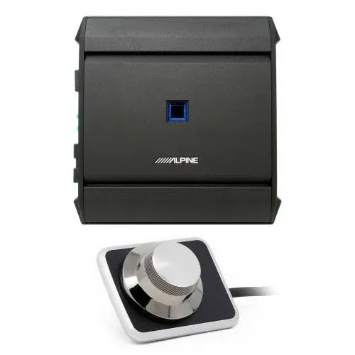 Alpine S-A60M S-Series Mono Subwoofer Amplifier 600 Watts RMS x 1 at 2 Ohms with RUX-H01 Bass Knob