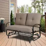 Costway Outdoor Patio Cushioned Rocking Bench Loveseat