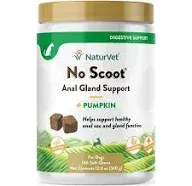 NaturVet - No Scoot for Dogs - 60 Soft Chews - Plus Pumpkin - Supports Healthy Anal Gland & Bowel Function - Enhanced with Beet Pulp & Psyllium Husk