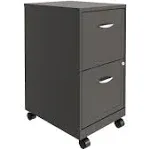 Space Solutions 18 Inch 2 Drawer Mobile Organizer Office Cabinet, Charcoal(Used)