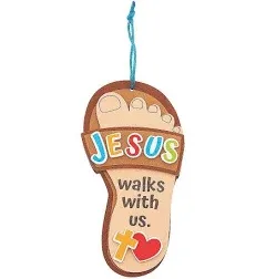 3 x 6 Jesus Walks with Us Sandal Foam Craft Kit - Makes 12