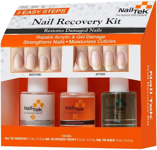 Nail Tek 3 Easy Steps Nail Recovery Kit Restores Damage Nails 