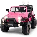 2 Seater Ride On Truck 12V Children's Electric Car w/Remote Control and Car Cover, Pink