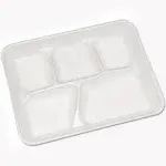 Pactiv Foam School Trays 5-Compartment 8.25 x 10.5 x 1 White 500/Carton