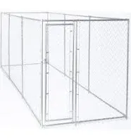 Lucky Dog 61528EZ Adjustable 10' x 5' x 6' Heavy Duty Outdoor Galvanized Steel Chain Link Dog Kennel Enclosure w/ Latching Door for Dogs Up to 125lbs