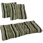 Blazing Needles Square Spun Polyester Outdoor Tufted Settee Cushions (Set of 3) - Eastbay Onyx