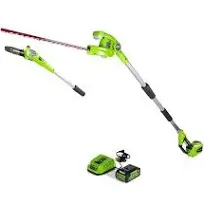 Greenworks 40V 8-inch Cordless Pole Saw with Hedge Trimmer Attachment 2.0Ah Batt