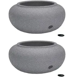 HC Companies RZGH210G21 Modern 21 Inch Decorative Garden Water Hose Storage Pot with Side Faucet Connection Hole, Granite (2 Pack)