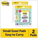 Post-it‚® it Super Sticky Mini Easel Pad - 2 / PK - 1 Subject(s) - 20 Sheets - Stapled - Portable, Self-stick, Bleed Resistant, Sturdy Back, Built-in Carry Handle - 2 / Pack