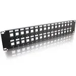 C2G Legrand 16 Port Patch Panel, Ethernet Keystone Panel with Blank 1U Keystone, Keystones for Ethernet Cables Work with Snap-in Jack, Including Cat6, Black, 1 Count, C2G 03858