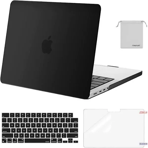 MOSISO Compatible with MacBook Pro 14 inch Case 2024 2023 2022 2021 M4 M3 M2 M1 A3112 A3185 A3401 A2918 A2992 A2779 A2442, Plastic Hard Shell Case&Keyboard Cover&Screen Protector&Type C, Black