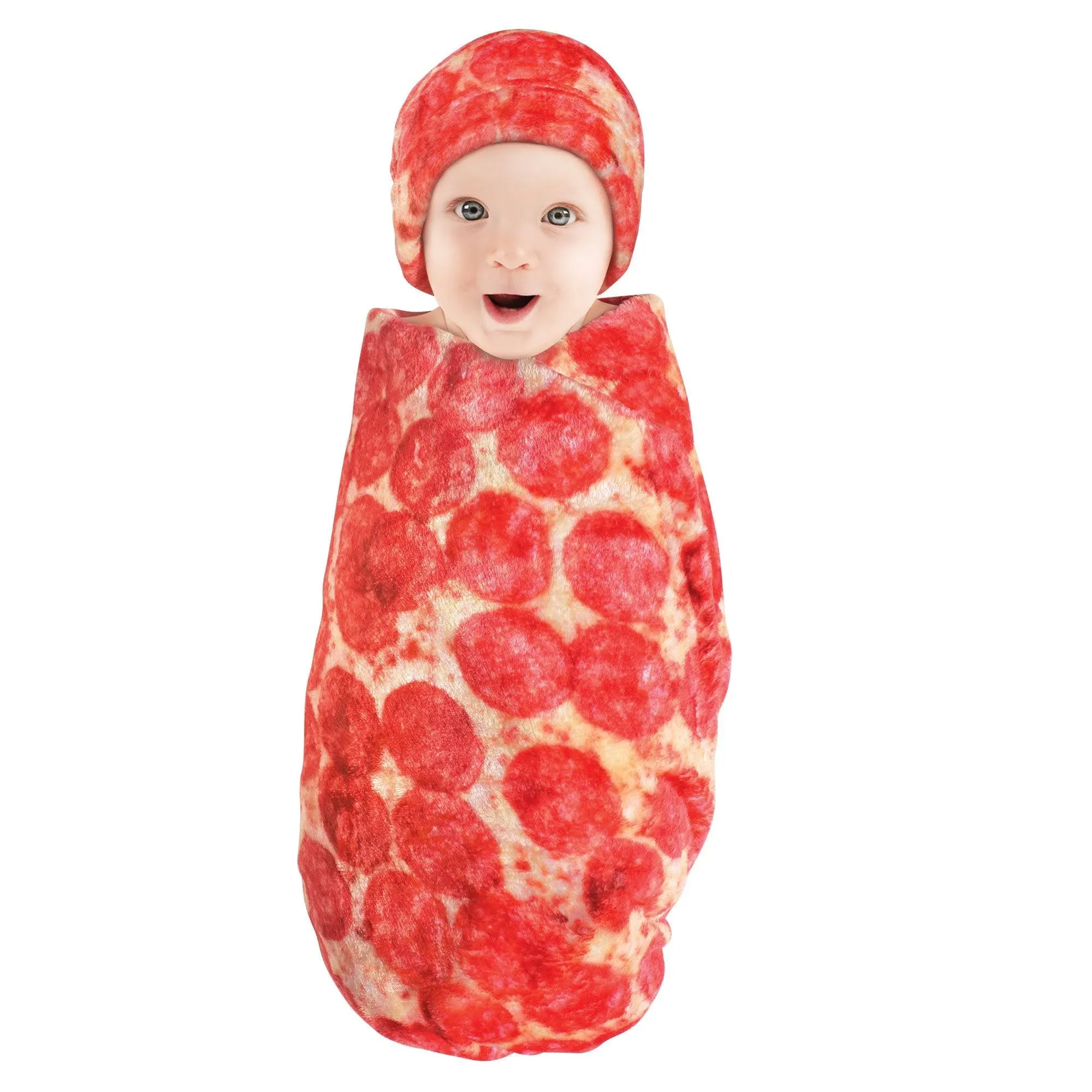 Hudson Baby Unisex Baby Plush Food Burrito or Pizza Blanket and Cap, Pepperoni Pizza, One Size