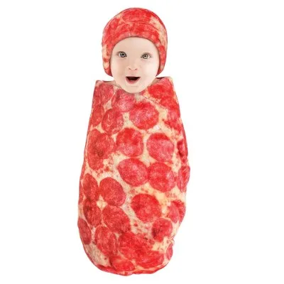 Hudson Baby Infant Plush Food Burrito or Pizza Blanket and Cap, Pepperoni Pizza, One Size