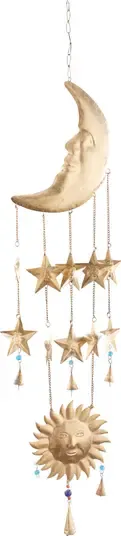 Decmode Gold Metal Eclectic Windchime, 9" x 1" x 39"