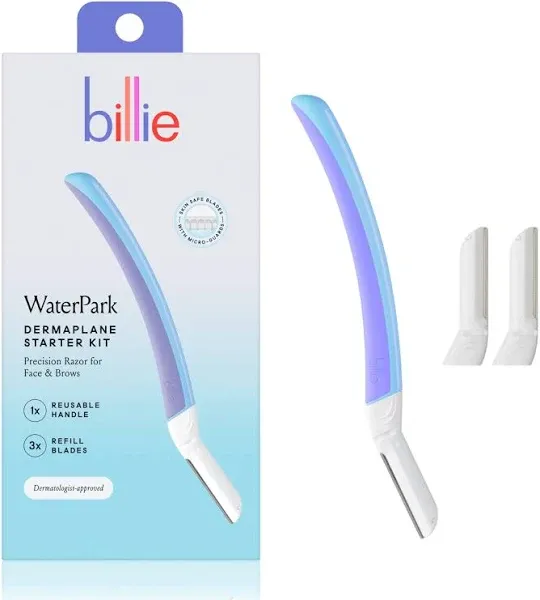 Billie Dermaplane Starter Kit, Reusable Handle with 3 Refill Blades, Dermatologist-Approved, Malibu