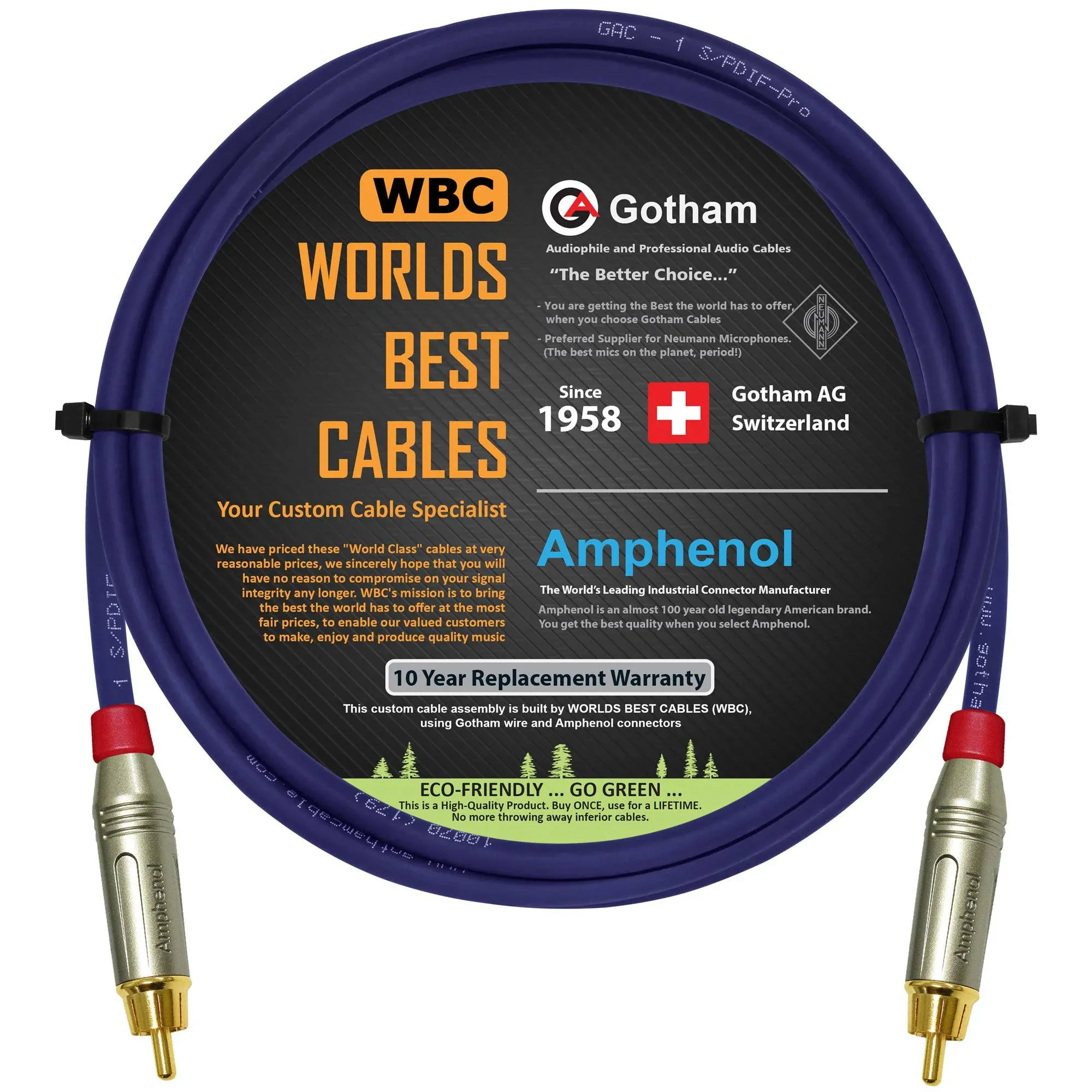 2 Foot SPDIF Cable – Gotham GAC-1 S/PDIF-Pro (Ultrablue) High-End Silver Plat...