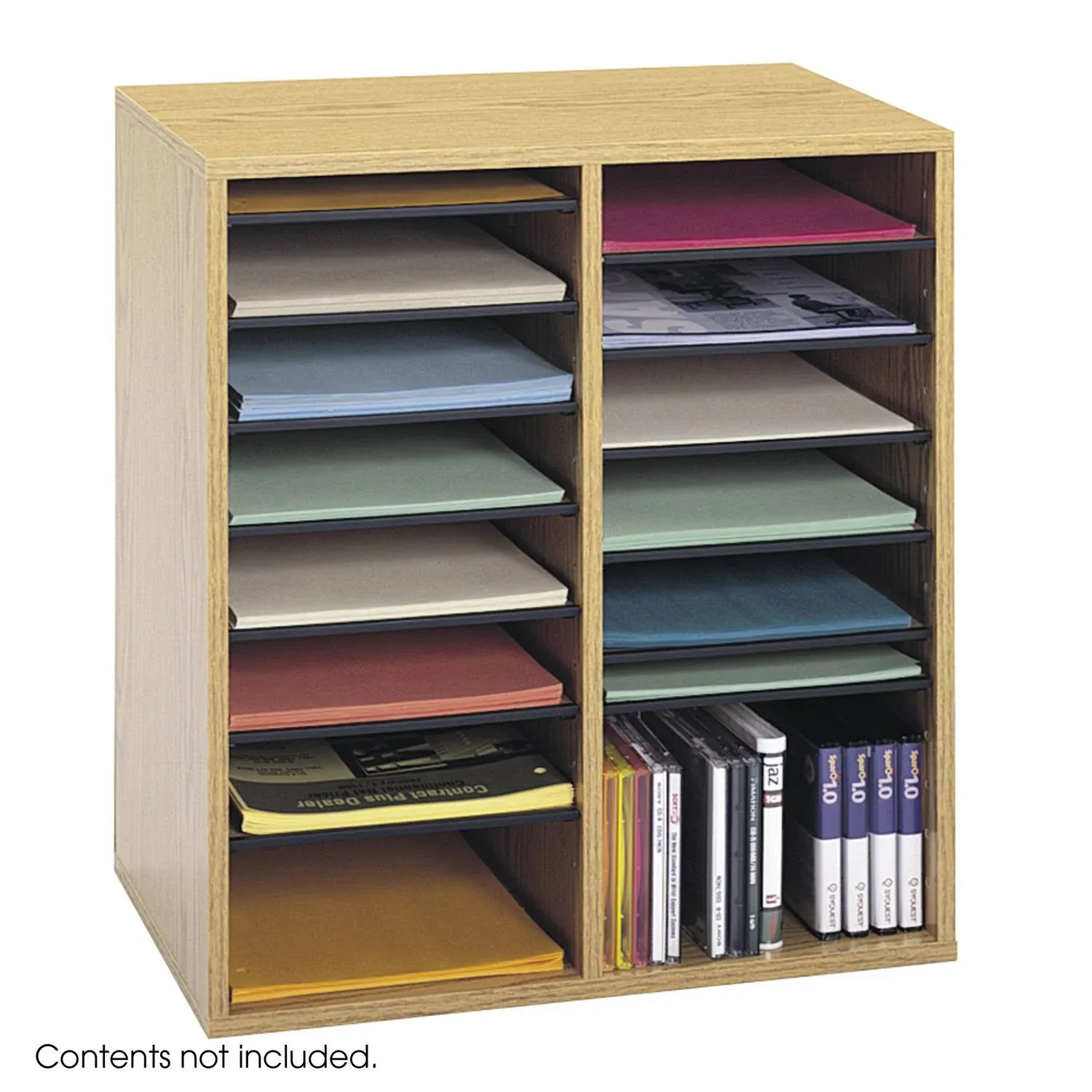 Safco Wood 16-Compartment Adjustable Literature Organizer, 19.5" x 11.75" x 21"