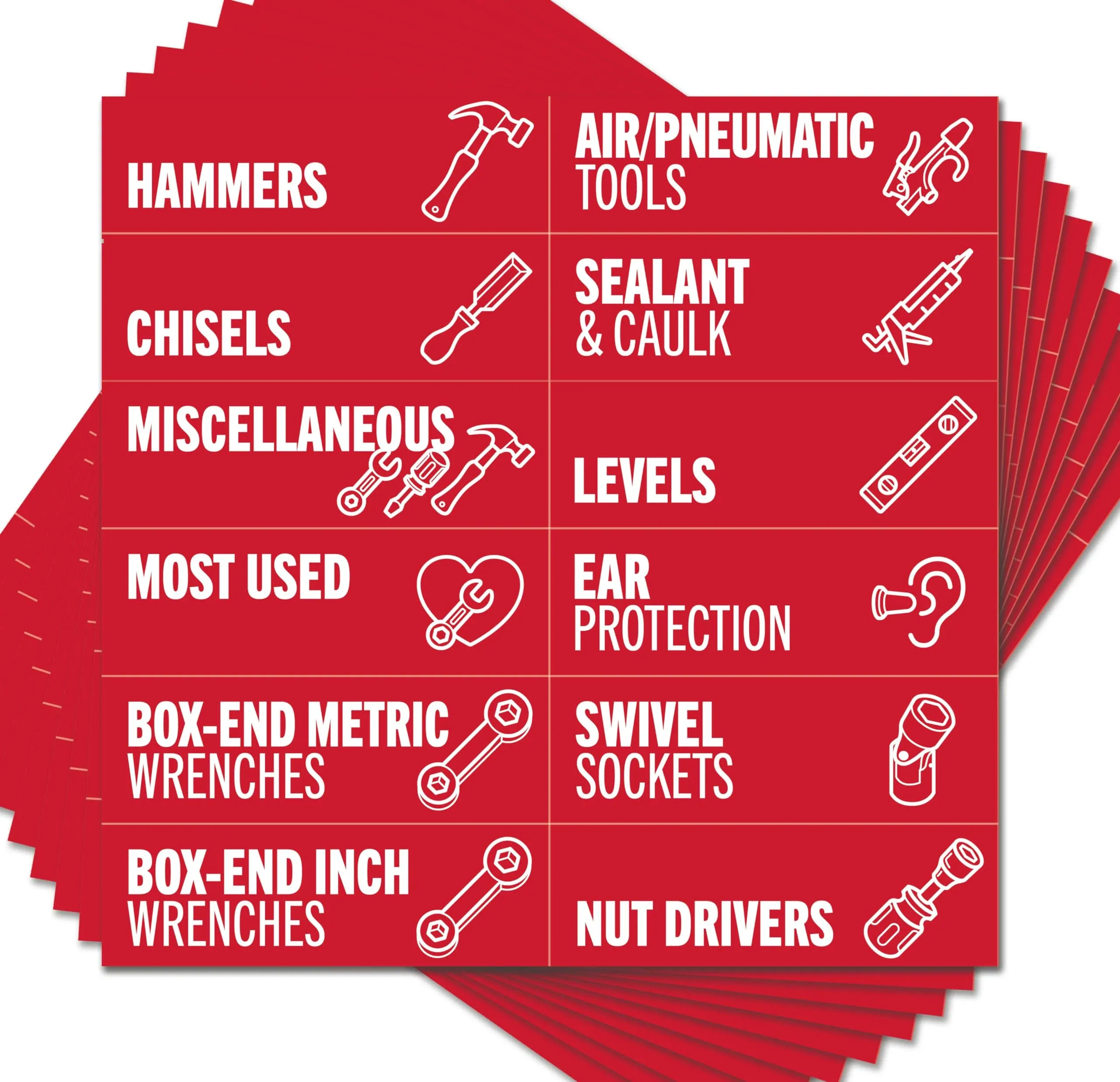 Toolbox Organization Magnetic Labels - 80 Large, Tool Chest Organizer Labels with Strong Magnets & Easy to Read Printing - Fits All Brands of Steel