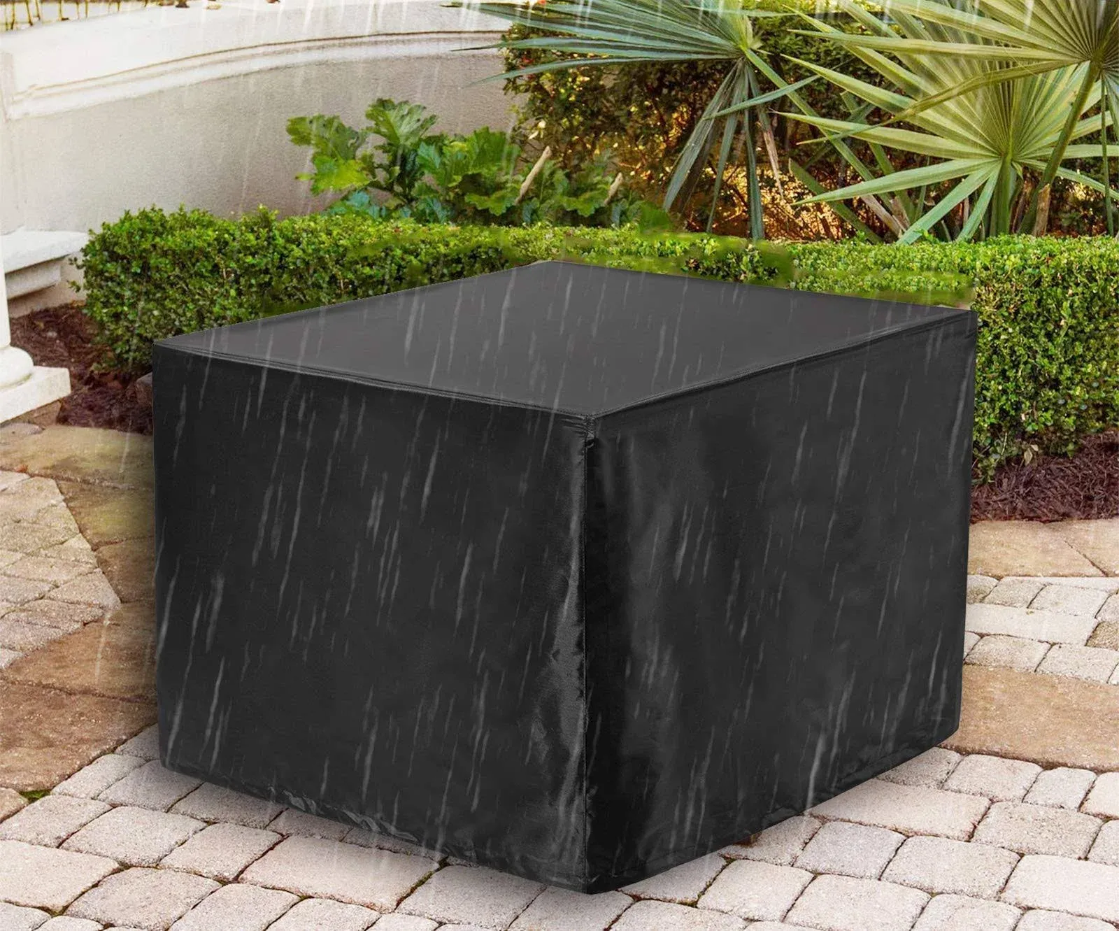 WOMACO Heavy Duty Square Patio Fire Pit/Table Cover, Waterproof Outdoor Furniture Cover (48" x 48" x 29", Black)