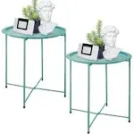 End Table 2 PCS Metal Side Table Green Round Folding Tray Cyan Sofa Small Acc...