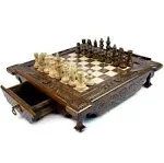 Big chess set with storage large and premium carved chess exclusive chessboard luxury gift 19.7 inch