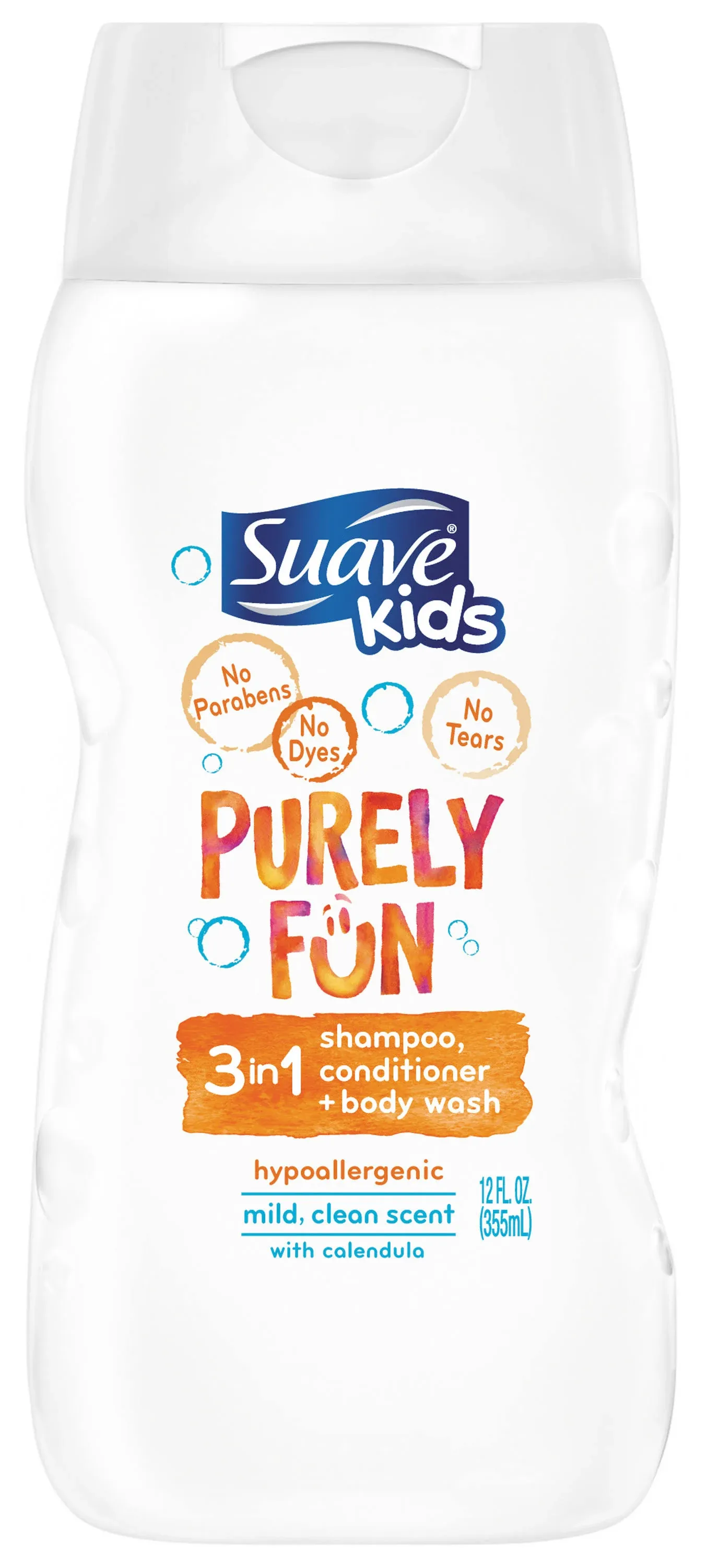 Suave Kids Fun 3 in 1 Shampoo Conditioner Body Wash 12 oz Dermatologist Tested