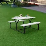 Costway Picnic Table Bench Set Outdoor Backyard Patio Garden Party Dining All Weather - White