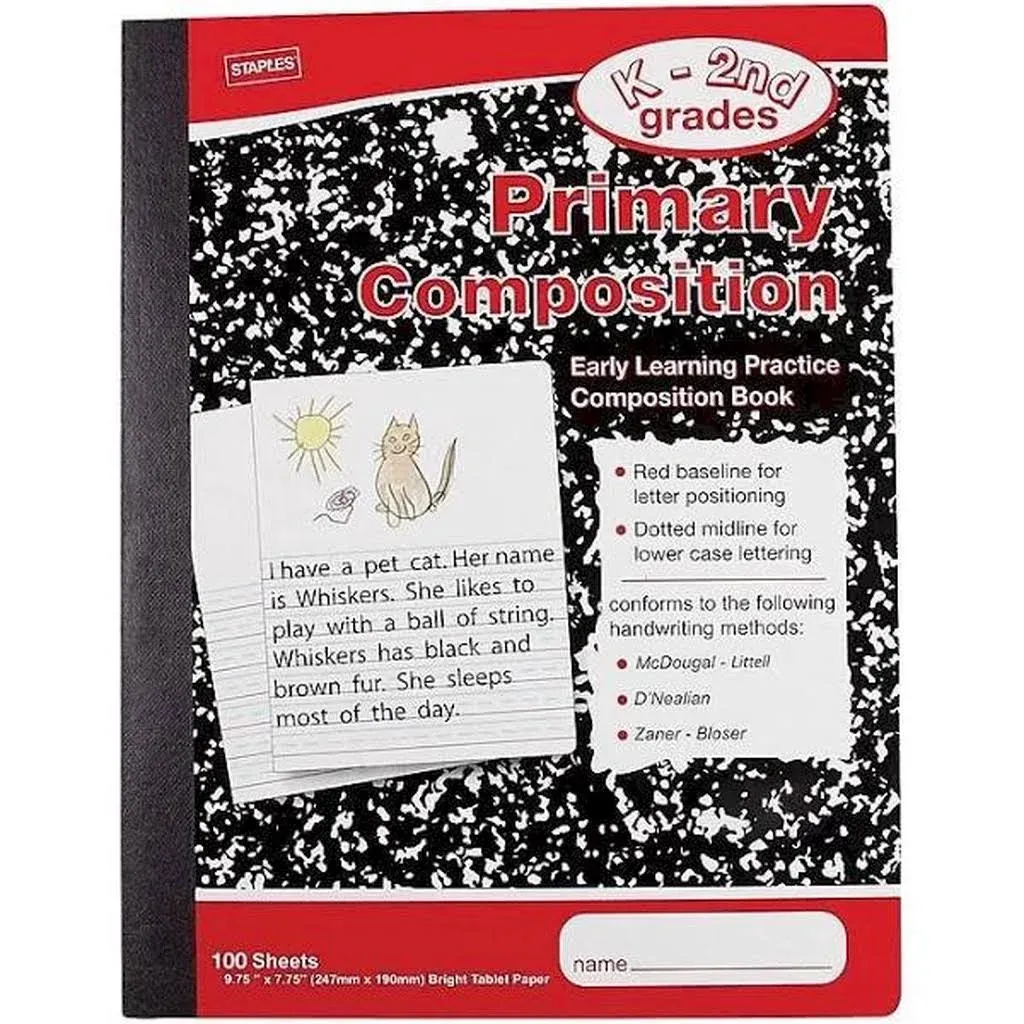 Staples Primary Composition Book 9 3/4" x 7 1/2" 12 Pack 2072492