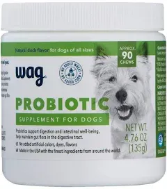 Wag Probiotic Supplement Chews for Dogs (Natural Duck Flavor)