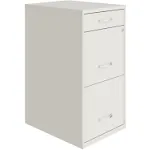 Space Solutions 18in Deep 3 Drawer Metal Organizer File Cabinet Pearl White