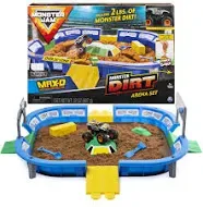 Monster Jam, Monster Dirt Arena 24-inch Playset with 2lbs of Monster Dirt and Exclusive 1:64 Scale Die-Cast Monster Jam Truck