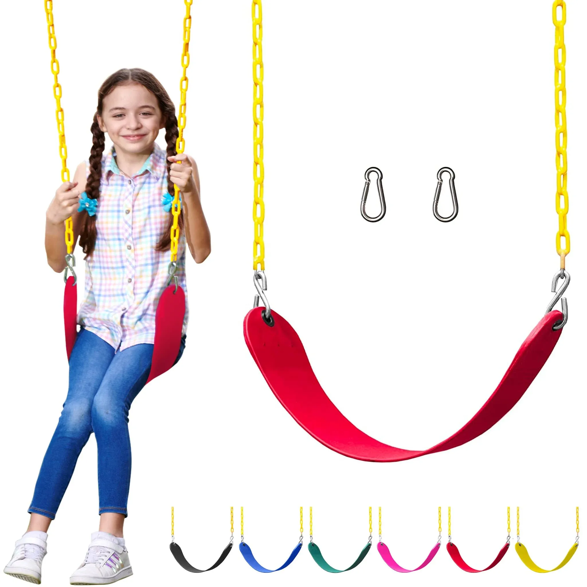 Jungle Gym Kingdom Swing for Outdoor Swing Set - Pack of 1 Swing Seat Replacement Kit with Heavy Duty Chains - Backyard Swingset