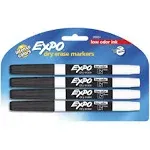 Expo Dry Erase Markers, Fine Tip, Black - 4 pack