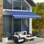 Outsunny 12' x 10' Retractable Awning Patio Awnings Sun Shade Shelter, Blue