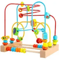 Timy First Bead Maze Roller Coaster Wooden Educational Circle Toy for Toddlers