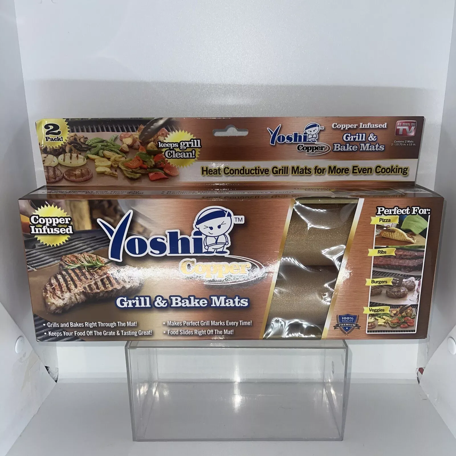 YOSHI Copper Infused Grill &amp; Bake Mats 2- Pack. AS SEEN ON TV. Dishwasher Safe