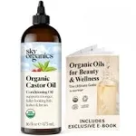 Sky Organics Organic Castor Oil, 100% Pure, Hexane Free, Cold-Pressed to Support Stronger, Fuller-Looking Hair, Eyelashes & Eyebrows,Good for Castor