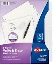 Avery Big Tab Write & Erase Plastic Dividers