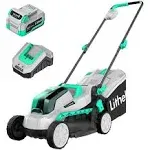 Litheli 20V 13" Cordless Lawn Mower, Electric Lawn Mowers for Garden, Yard and Farm, 5 Heights, with Brushless Motor, 4.0Ah Battery & Charger