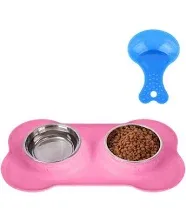 Hubulk Pet Dog Bowls 2 Stainless Steel Dog Bowl with No Spill Non-Skid Silicone Mat + Pet Food Scoop Water and Food Feeder Bowls for Feeding