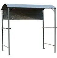 Outsunny 7FT Grill Gazebo BBQ Canopy with Sun Shade Panel Side Awning, 2 Exterior Serving Shelves, 5 Hooks for Patio Lawn Backyard