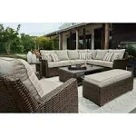 Brook Ranch Brown Outdoor Sofa Sectional/Bench with Cushion