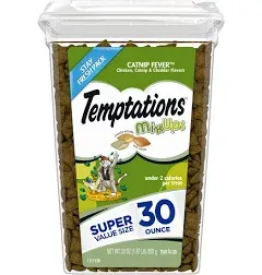 TEMPTATIONS MixUps Catnip Fever Flavor Crunchy and Soft Treats for Cats, 30 oz. 