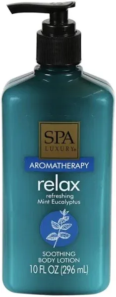 Spa Luxury Relax Aromatherapy Mint Eucalyptus Body Lotion, 10 oz