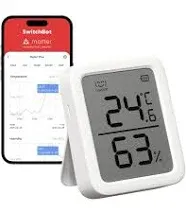 SwitchBot Indoor Thermometer Hygrometer 3 Pack, Indoor Temperature Humidity Sensor with Smart Alert & 68-Day Data Storage, 3in Bluetooth Room Thermom