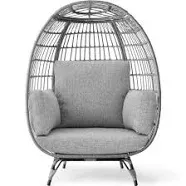 Best Choice Products Wicker Egg Chair Indoor Outdoor Patio Lounger